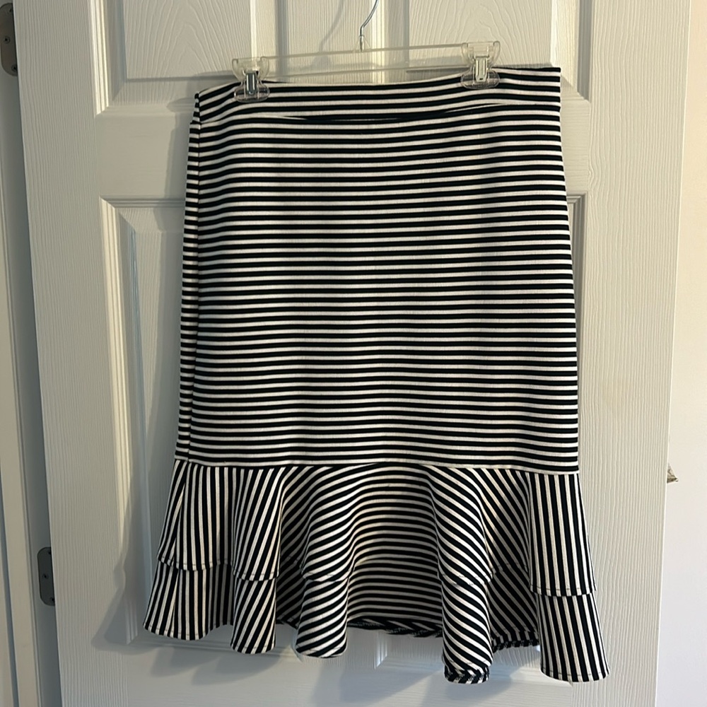 Banana Republic ruffle striped high waisted pencil skirt